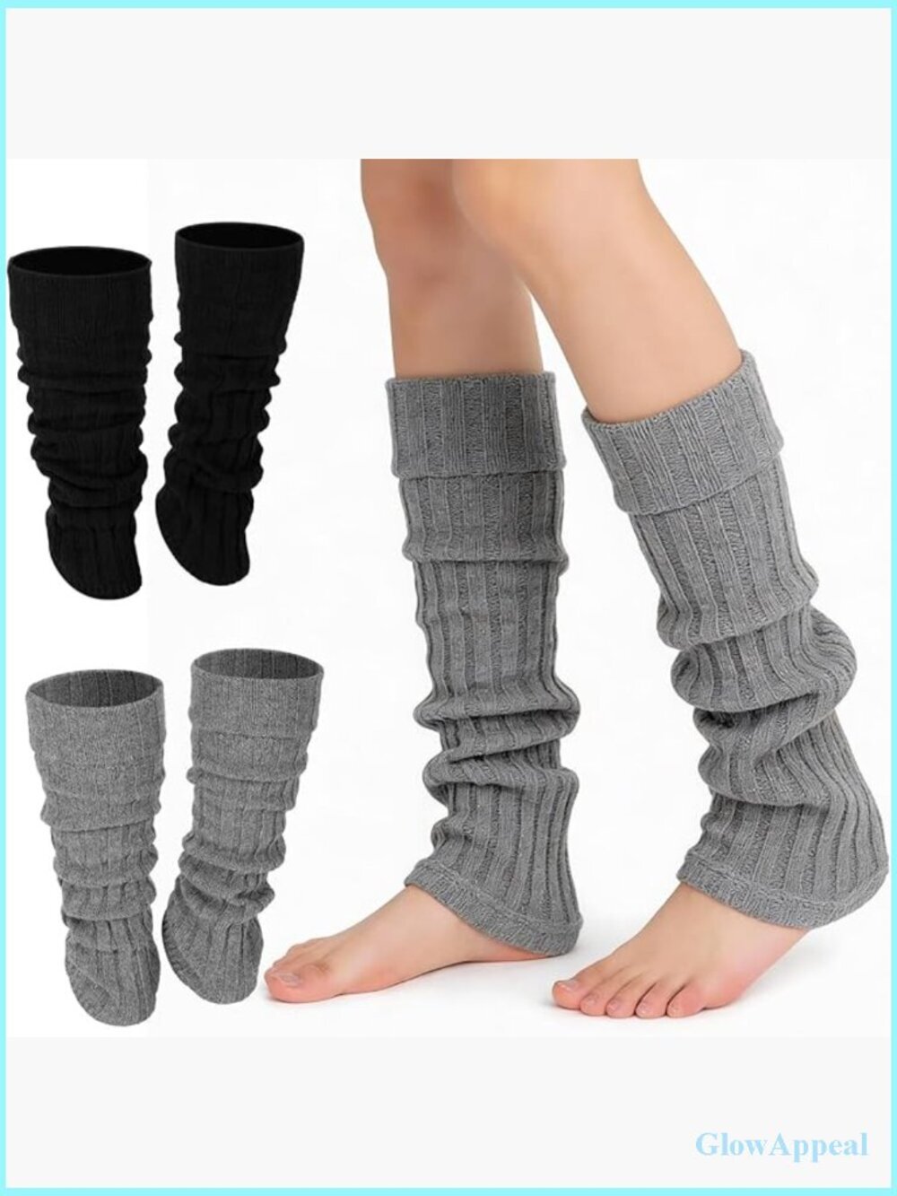 Ribbed Knit Wool Leg Warmers - Stretchy Boot Socks for Yoga, Dance, Winter
